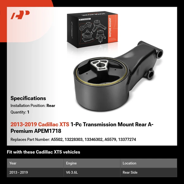 2013-2019 Cadillac XTS 1-Pc Transmission Mount Rear A-Premium APEM1718