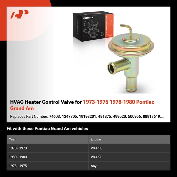 HVAC Heater Control Valve for 1973-1975 1978-1980 Pontiac Grand Am