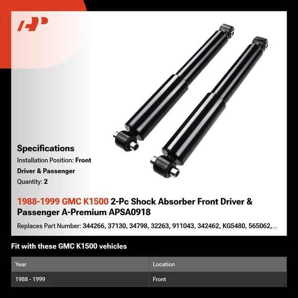 1988-1999 GMC K1500 2-Pc Shock Absorber Front Driver & Passenger A-Premium APSA0918