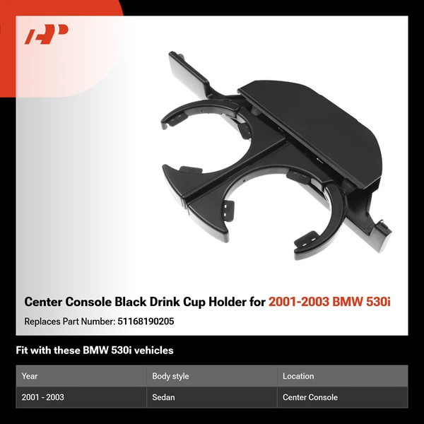 Center Console Black Drink Cup Holder for 2001-2003 BMW 530i