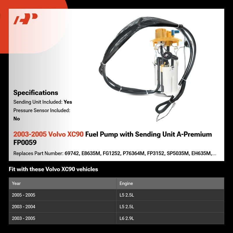 2003-2005 Volvo XC90 Fuel Pump with Sending Unit A-Premium FP0059