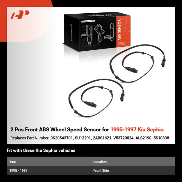 2 Pcs Front ABS Wheel Speed Sensor for 1995-1997 Kia Sephia