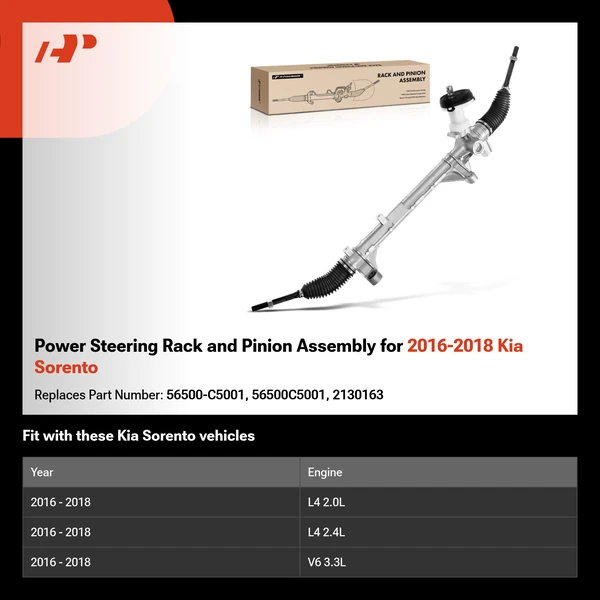 Power Steering Rack and Pinion Assembly for 2016-2018 Kia Sorento