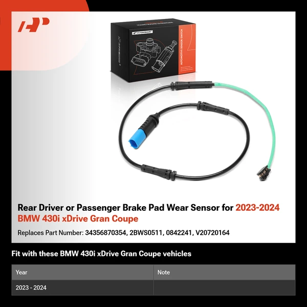 Rear Driver or Passenger Brake Pad Wear Sensor for 2023-2024 BMW 430i xDrive Gran Coupe