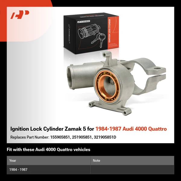 Ignition Lock Cylinder Zamak 5 for 1984-1987 Audi 4000 Quattro