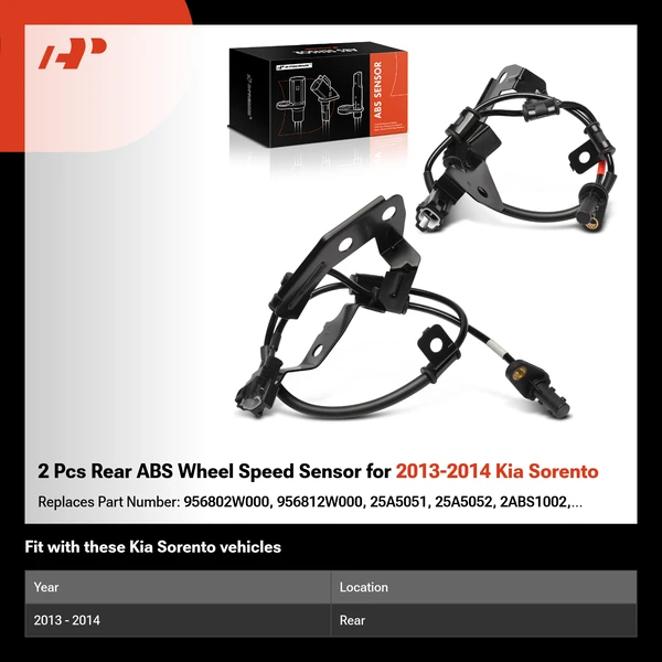 2 Pcs Rear ABS Wheel Speed Sensor for 2013-2014 Kia Sorento