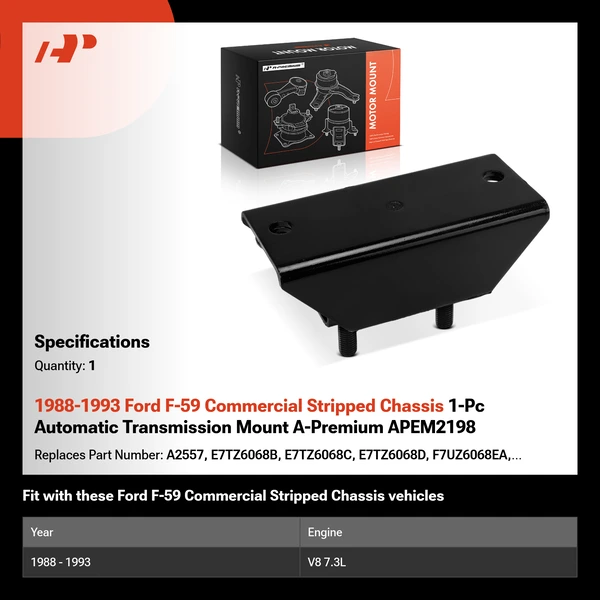 1988-1993 Ford F-59 Commercial Stripped Chassis 1-Pc Automatic Transmission Mount A-Premium APEM2198