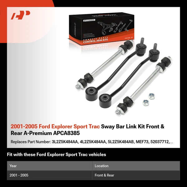 2001-2005 Ford Explorer Sport Trac Sway Bar Link Kit Front & Rear A-Premium APCA8385