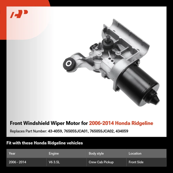 Front Windshield Wiper Motor for 2006-2014 Honda Ridgeline