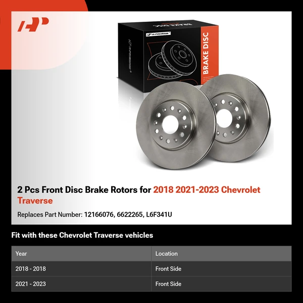 2 Pcs Front Disc Brake Rotors for 2018 2021-2023 Chevrolet Traverse