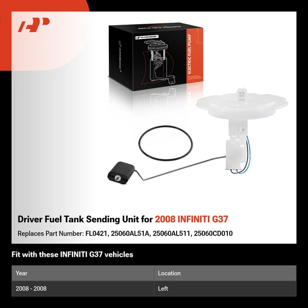 Driver Fuel Tank Sending Unit for 2008 INFINITI G37