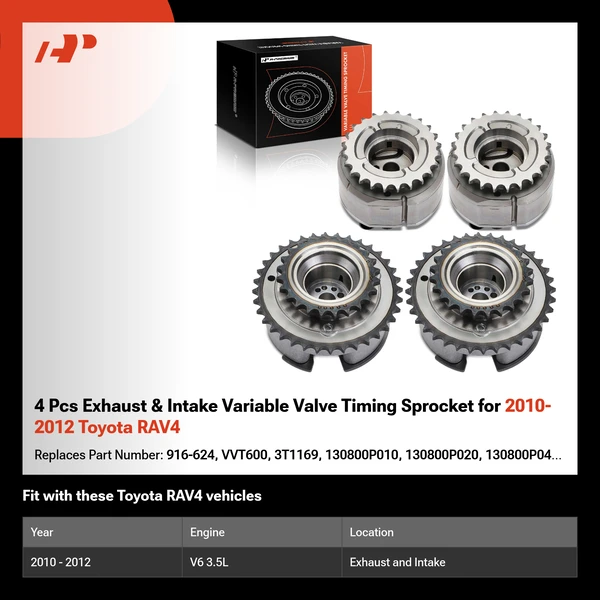 4 Pcs Exhaust & Intake Variable Valve Timing Sprocket for 2010-2012 Toyota RAV4