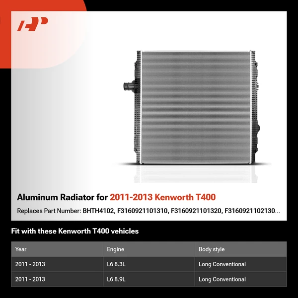 Aluminum Radiator for 2011-2013 Kenworth T400
