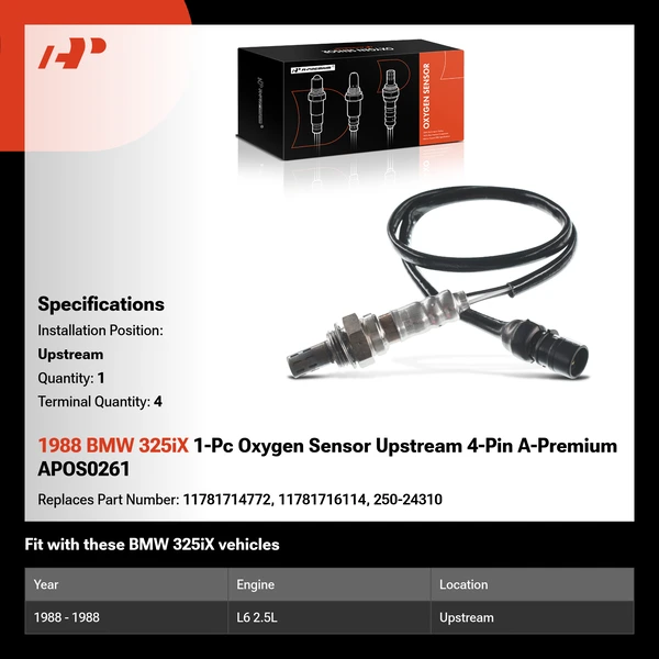 1988 BMW 325iX 1-Pc Oxygen Sensor Upstream 4-Pin A-Premium APOS0261
