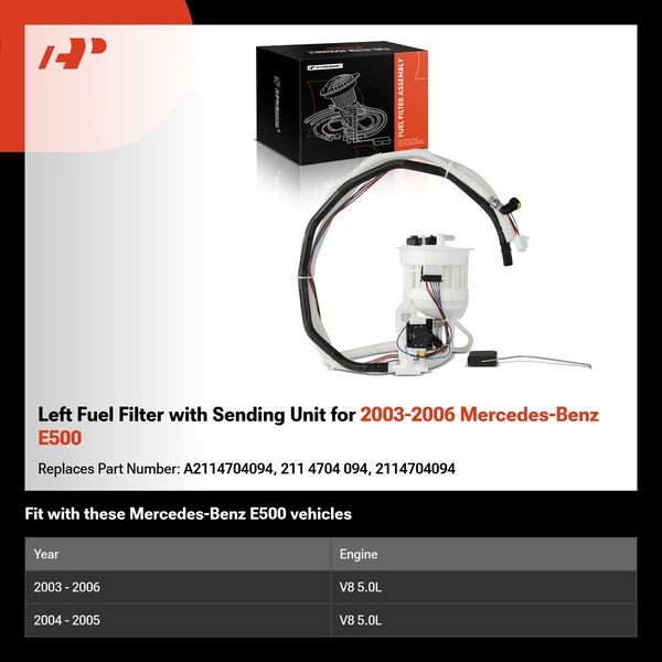 Left Fuel Filter with Sending Unit for 2003-2006 Mercedes-Benz E500