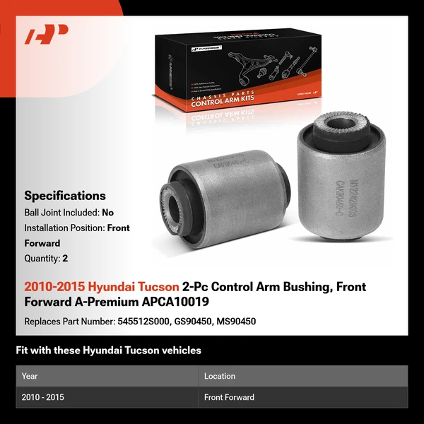 2010-2015 Hyundai Tucson 2-Pc Control Arm Bushing, Front Forward A-Premium APCA10019