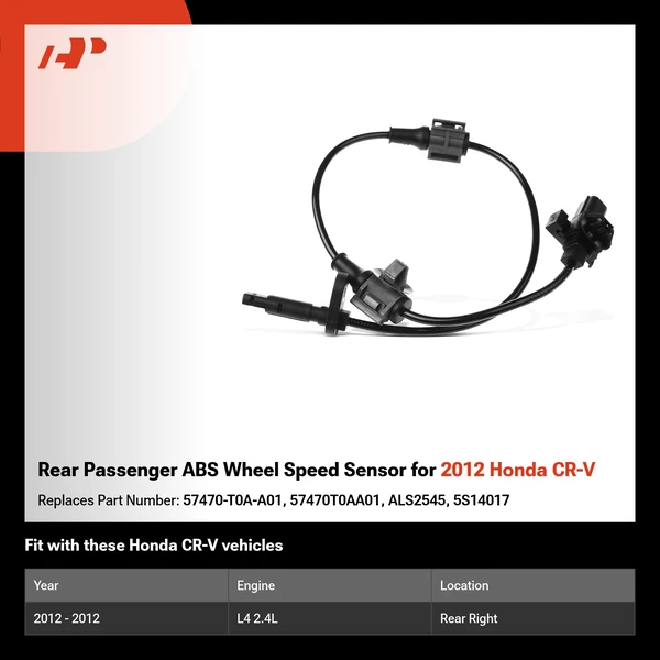 Rear Passenger ABS Wheel Speed Sensor for 2012 Honda CR-V