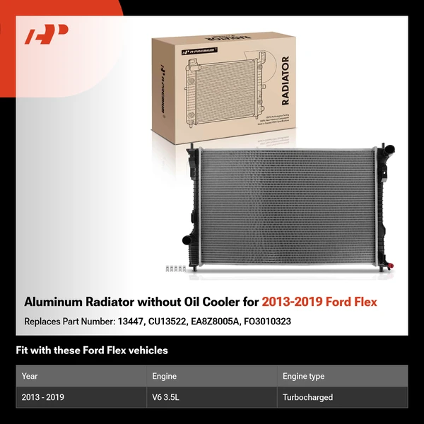 Aluminum Radiator without Oil Cooler for 2013-2019 Ford Flex