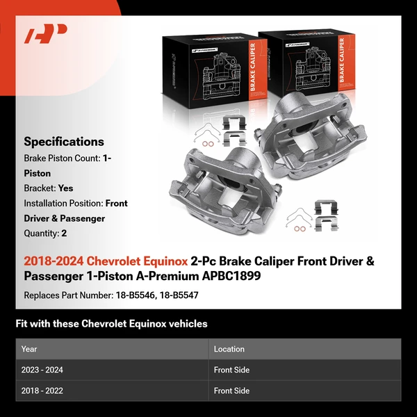 2018-2024 Chevrolet Equinox 2-Pc Brake Caliper Front Driver & Passenger 1-Piston A-Premium APBC1899