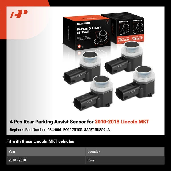4 Pcs Rear Parking Assist Sensor for 2010-2018 Lincoln MKT