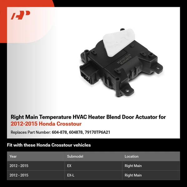 Right Main Temperature HVAC Heater Blend Door Actuator for 2012-2015 Honda Crosstour