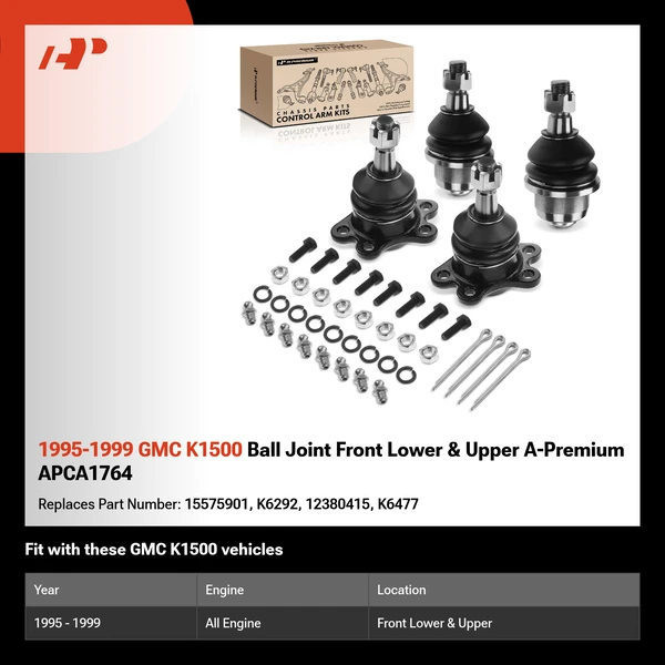 1995-1999 GMC K1500 Ball Joint Front Lower & Upper A-Premium APCA1764