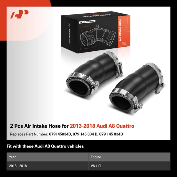 2 Pcs Air Intake Hose for 2013-2018 Audi A8 Quattro