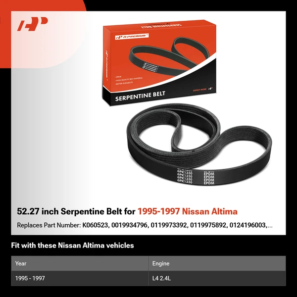 52.27 inch Serpentine Belt for 1995-1997 Nissan Altima