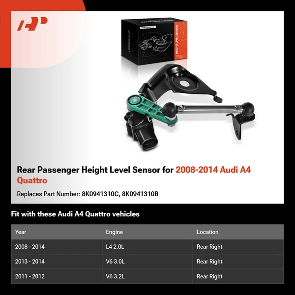 Rear Passenger Height Level Sensor for 2008-2014 Audi A4 Quattro