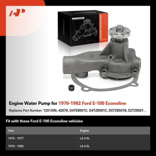 Engine Water Pump for 1976-1982 Ford E-100 Econoline