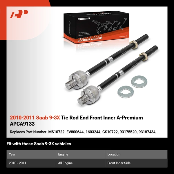 2010-2011 Saab 9-3X Tie Rod End Front Inner A-Premium APCA9133