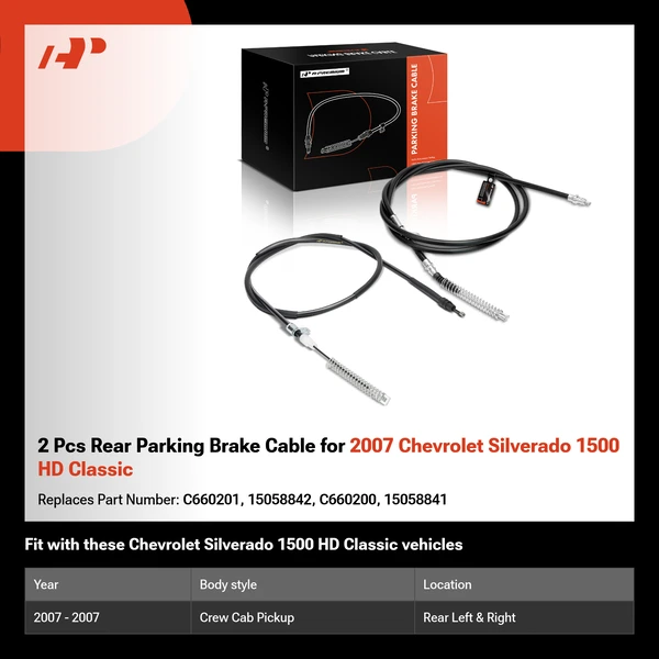 2 Pcs Rear Parking Brake Cable for 2007 Chevrolet Silverado 1500 HD Classic