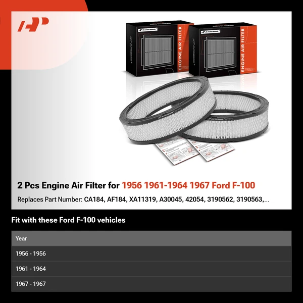 2 Pcs Engine Air Filter for 1956 1961-1964 1967 Ford F-100