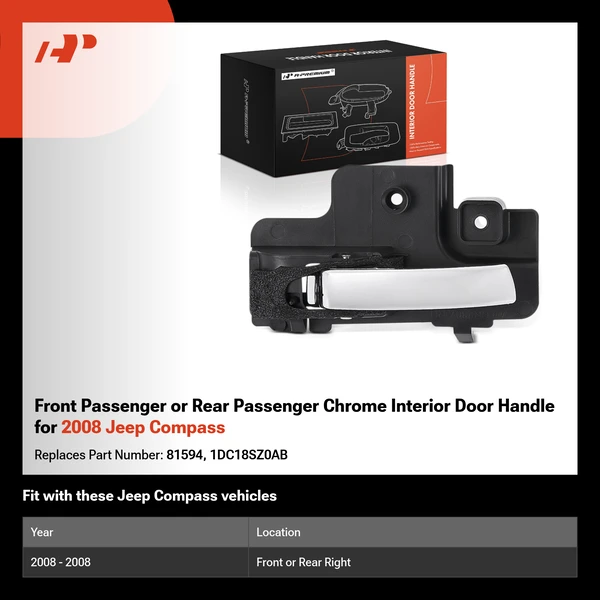 Front Passenger or Rear Passenger Chrome Interior Door Handle for 2008 Jeep Compass