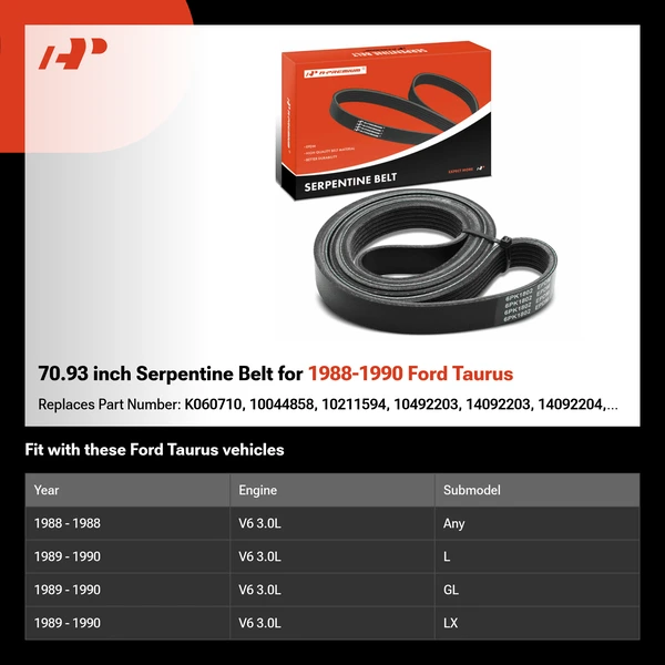 70.93 inch Serpentine Belt for 1988-1990 Ford Taurus