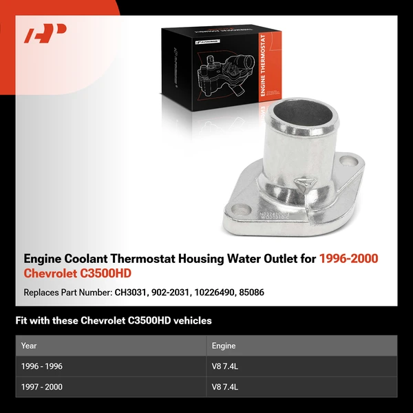 Engine Coolant Thermostat Housing Water Outlet for 1996-2000 Chevrolet C3500HD