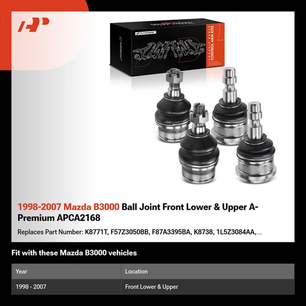 1998-2007 Mazda B3000 Ball Joint Front Lower & Upper A-Premium APCA2168