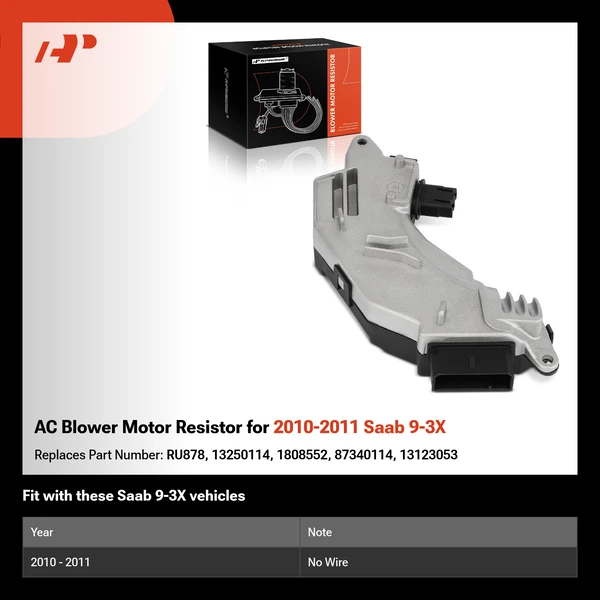 AC Blower Motor Resistor for 2010-2011 Saab 9-3X