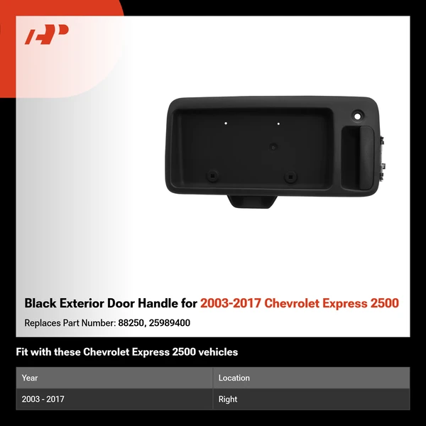 Black Exterior Door Handle for 2003-2017 Chevrolet Express 2500