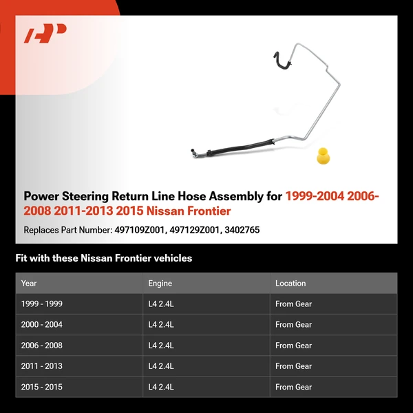 Power Steering Return Line Hose Assembly for 1999-2004 2006-2008 2011-2013 2015 Nissan Frontier