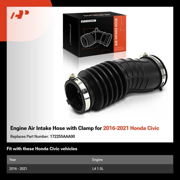 Engine Air Intake Hose with Clamp for 2016-2021 Honda Civic