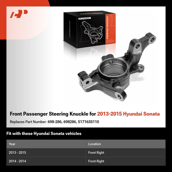 Front Passenger Steering Knuckle for 2013-2015 Hyundai Sonata
