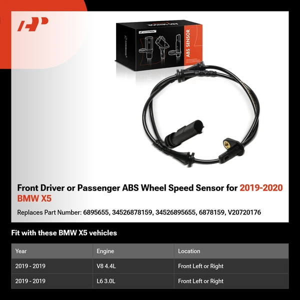Front Driver or Passenger ABS Wheel Speed Sensor for 2019-2020 BMW X5