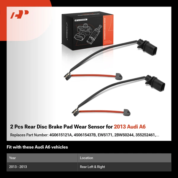 2 Pcs Rear Disc Brake Pad Wear Sensor for 2013 Audi A6