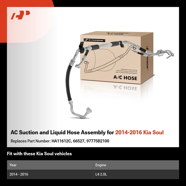 AC Suction and Liquid Hose Assembly for 2014-2016 Kia Soul
