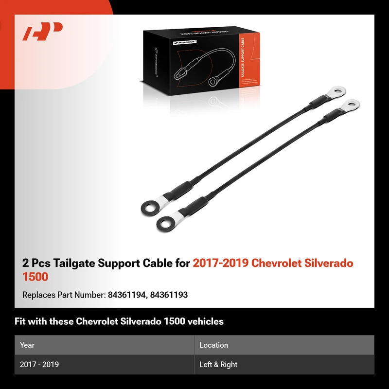 2 Pcs Tailgate Support Cable for 2017-2019 Chevrolet Silverado 1500