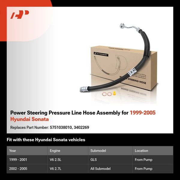 Power Steering Pressure Line Hose Assembly for 1999-2005 Hyundai Sonata
