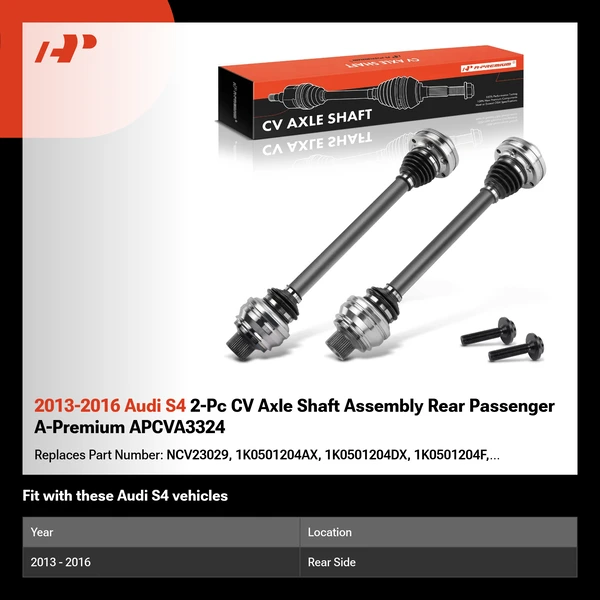 2013-2016 Audi S4 2-Pc CV Axle Shaft Assembly Rear Passenger A-Premium APCVA3324