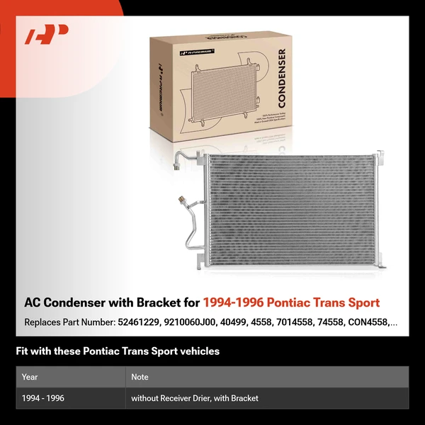 AC Condenser with Bracket for 1994-1996 Pontiac Trans Sport