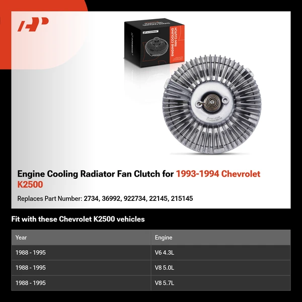 Engine Cooling Radiator Fan Clutch for 1993-1994 Chevrolet K2500